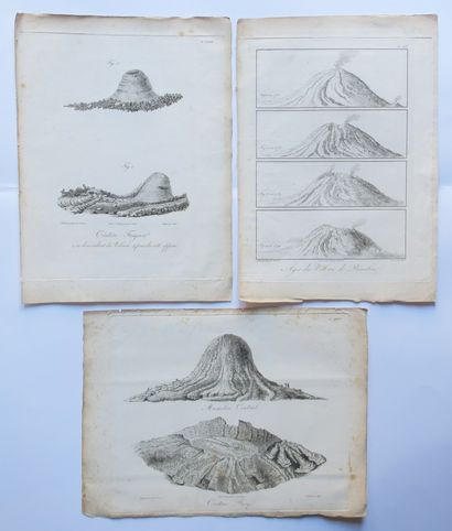 null LA REUNION - VOLCAN - 3 plates: "Cratère FAUJAS descending from the Volcano...
