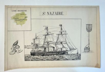 null LOIRE-ATLANTIQUE (44) - " St Nazaire", XXe siècle. Dessin original de St Nazaire...