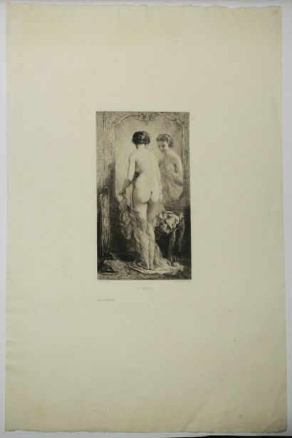 null BRACQUEMOND Félix (Paris 1833 - 1914) - "Le Miroir" (Femme dénudée de dos)....