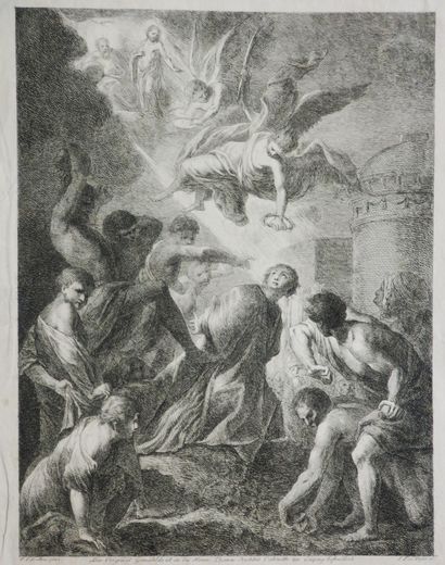 null RUBENS P.P (d'après) - "Le Martyre de Saint Etienne". Eau-forte gravée par Johann...