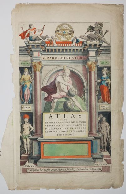 null FRONTISPICE OF ATLAS - G. MERCATOR - "ATLAS or Representation of the Universal...