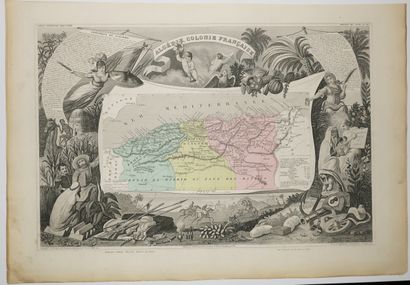 null ALGERIA - MAP OF "ALGERIA, French Colony", by Victor LEVASSEUR, Atlas National...