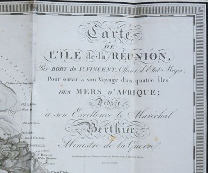 null LA REUNION - "CARTE de l'Île de la Réunion, Par Bory de St Vincent, Officier...