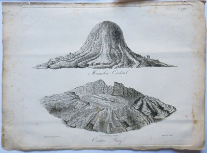 null LA REUNION - VOLCAN - 3 planches: "Cratère FAUJAS en descendant du Volcan &...