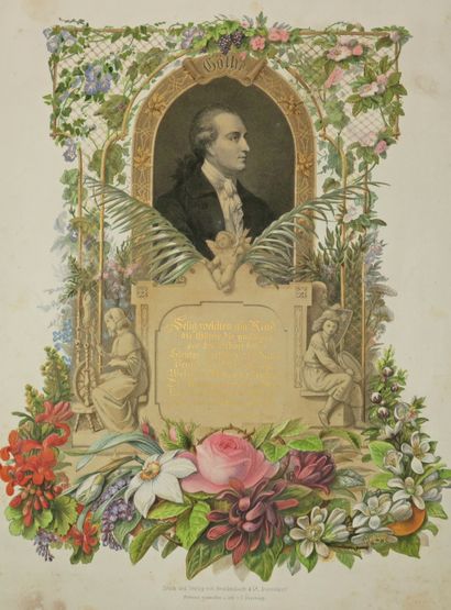 null PORTRAIT de Johann Wolfgang von GOETHE (1749-1832). XIXème. Lithographie en...