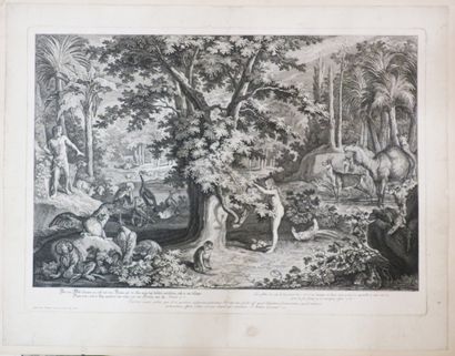 null RIDINGER Johann Elias (1698-1767) - [Adam et Eve]. c.1730-1760. Suite incomplète...