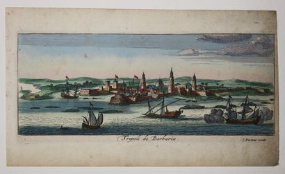 null LIBYE - VUE de "TRIPOLI de Barbaria". c.1690. Gravé à l'eau-forte et au burin...