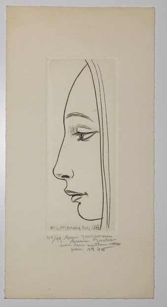 null JACQUEMIN André (Epinal (Vosges) 1904 1992) - [Profil de femme]. 1975. Burin...