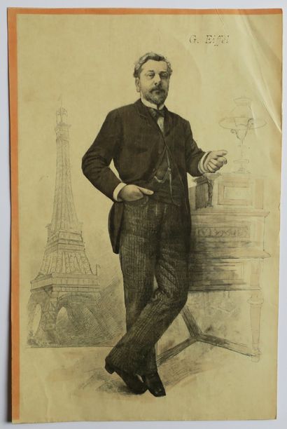 null PORTRAIT en pied de Gustave EIFFEL (1832-1923). Début XX ème. Illustré de la...