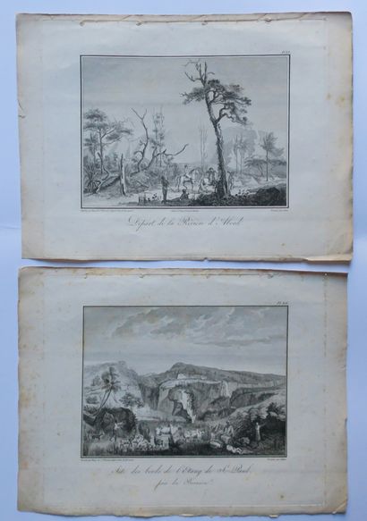 null LA REUNION - 2 VIEWS: "Departure from the RIVIERE D'ABORD" & "Site of the edges...