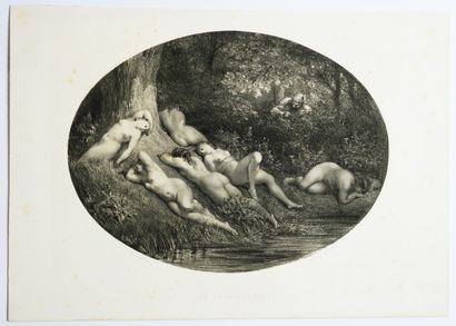 null DORÉ Gustave (Strasbourg 1832 Paris 1883) - "Au fond des bois" (Nymphes et satyre)....