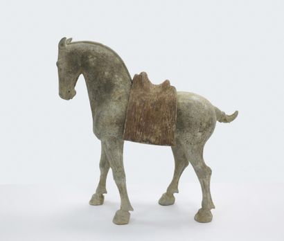 null Horse shown standing with all four legs on the ground. Removable saddle. Terracotta...