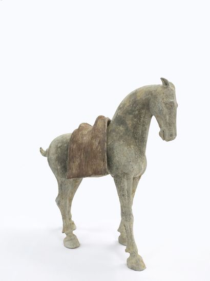 null Horse shown standing with all four legs on the ground. Removable saddle. Terracotta...