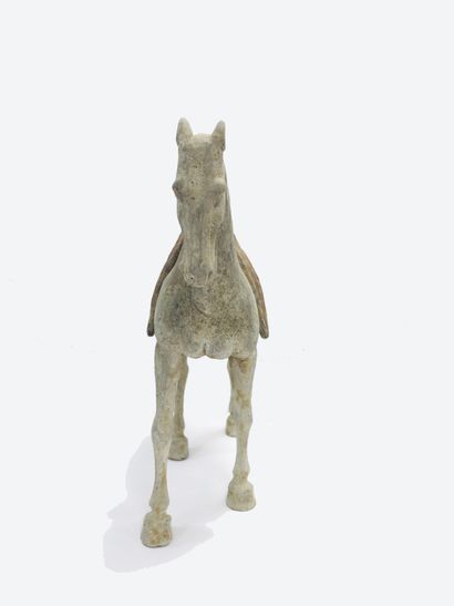 null Horse shown standing with all four legs on the ground. Removable saddle. Terracotta...