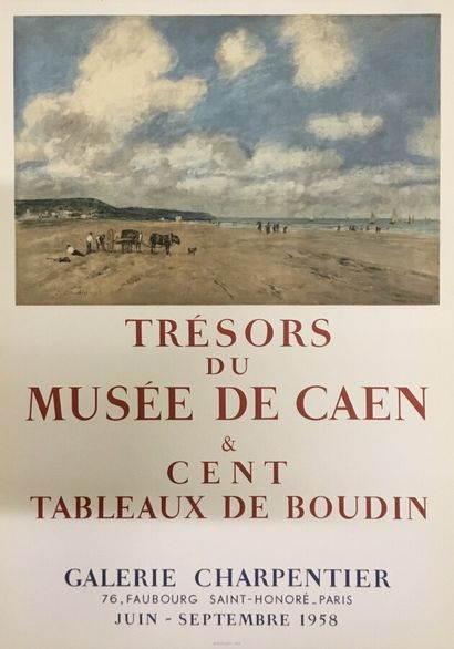 null BOUDIN Eugène Affiche lithographie Mourlot 1958. Format 73 x 52 cm`