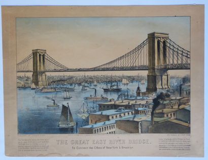 null ETATS-UNIS - 2 VUES de NEW YORK : "The great East River Bridge" & "The great...