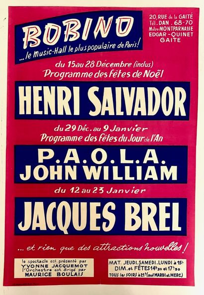 null BOBINO MUSIC-HAUL - [ Bobino - Henri Salvador/Jacques Brel ] Paris, ca. 1960....