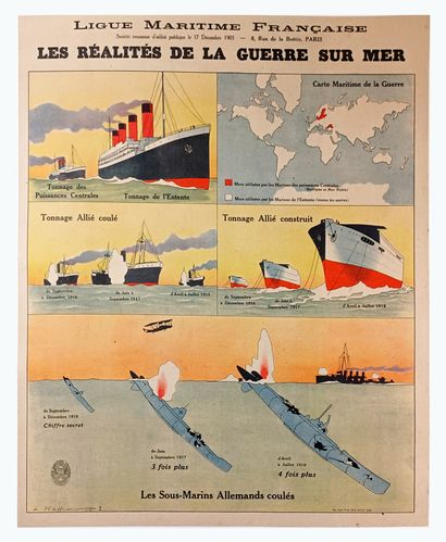null HAFFNER,L. - [ Les réalités de la guerre sur mer ] Paris, 1918. Affiche première...