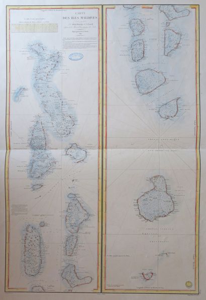 null CARTE DES ÎLES MALDIVES levée en 1835 par M.M.R. MORESBY et F.T. POWELL", 1841....