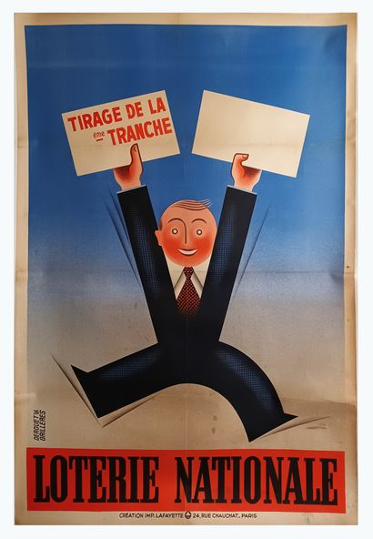 null DEROUET GRILLERES- [ Loterie Nationale 1936 ] Paris, 1936. Affiche promotionnelle...