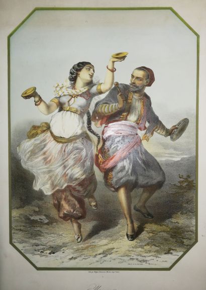 null "MAROC" (Couple de danseurs marocains). 1859. Lithographié par Régnier, Bettannier...