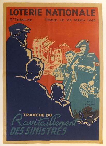 null ROCHEFORT, JY. - [ Loterie Nationale - 9e tranche ... ] Paris, 1944. Affiche...