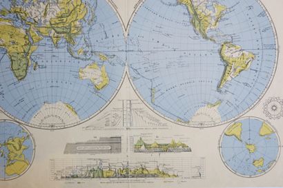 null MAPPEMONDE de 1864. Imprimée en couleurs et publiée en RUSSIE. Papier vélin....