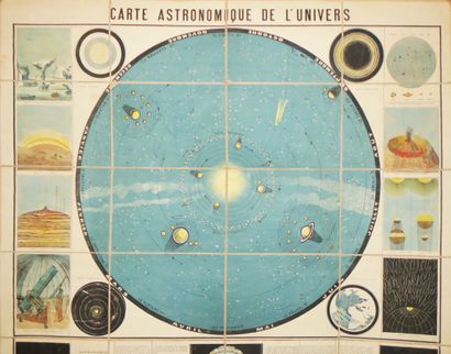 null CARTE ASTRONOMIQUE DE L'UNIVERS. c.1877. Grande carte entourée de 25 figures...