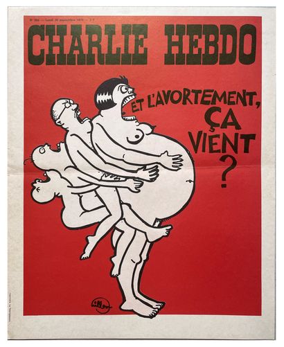 null Cabu (1938-2015) - [ Charlie Hebdo - Et l'avortement ça vient? ] Paris, 1974....