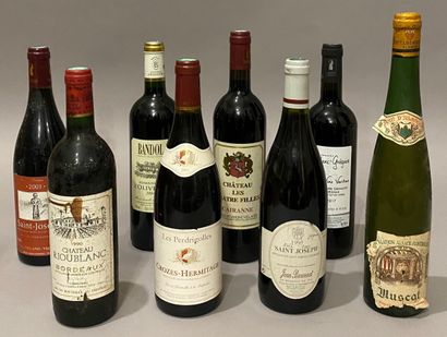 null Dix-huit bouteilles de vins divers de France dont : POMMARD 1919 Pommier Frères,...