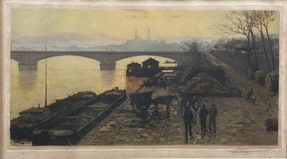 null Luigi Aloys LOIR (1845-1916) : « Les Pont des Invalides », 1910. Eau-forte et...