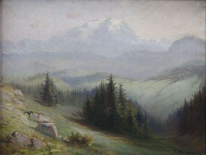 null REIGNIER J., FIN XIXe DÉBUT XXe siècle, Paysage de montagne, huile sur toile...