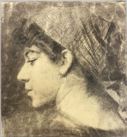 null MÜLLER Léopold Carl (1834-1892), dans le goût de, Jeune femme de profil, pierre...