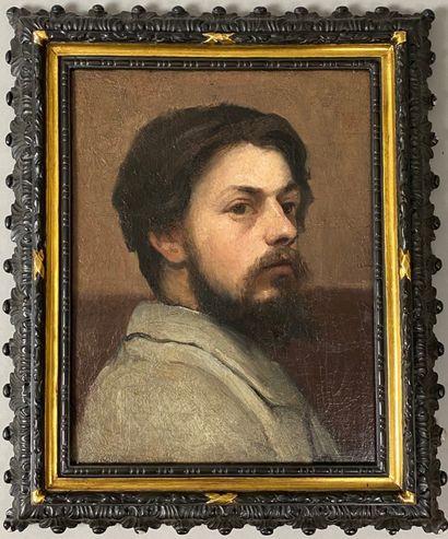 null ANONYME FIN XIXe siècle, Portrait d'homme, huile sur toile rentoilée à la cire...