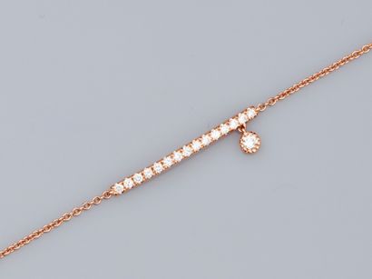 null Bracelet à maille forçat en or rose 750°/°° (18K) , serti d'une ligne de diamants...