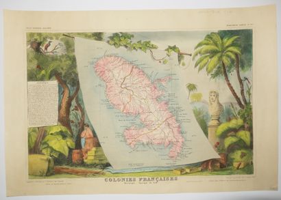 null MARTINIQUE- CARTE DES "Colonies françaises (MARTINIQUE, Amérique du Sud)", par...