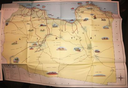 null LIBYE - "LYBIA tourist Map". XX ème. 2 cartes illustrées imprimées en couleurs....
