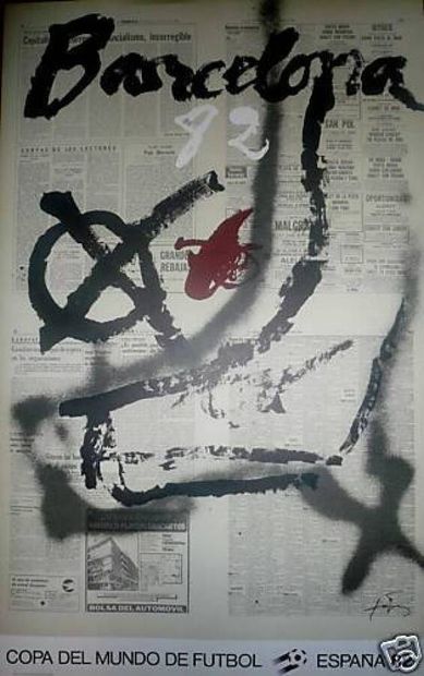 null TAPIES Antoni affiche originale en lithographie, Mondial Football 1982 en Espagne,...