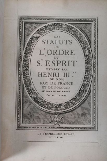 null - ORDRE DU SAINT-ESPRIT. Statuts de l'Ordre du Saint-Esprit (Les), estably par...