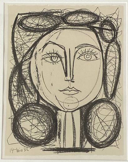 null Litho Pablo Picasso (d'après) (1881-1973) : « Portrait de Françoise 14 Juin...