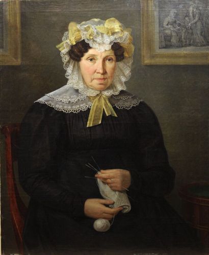 null WULLFAERT Adriaen (Goes (Pays-Bas) 1804-Gand 1873) : « Portrait de femme à son...