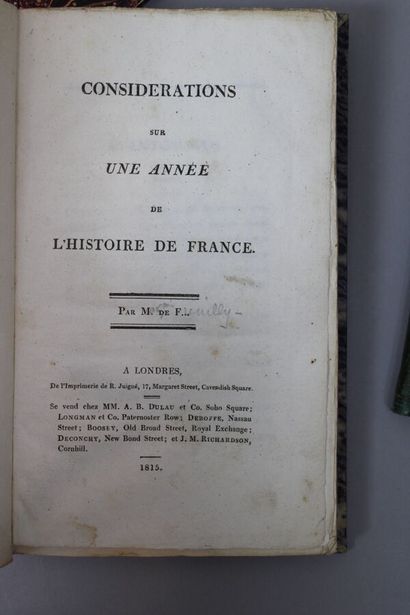 null - RESTAURATION. [FRENILLY (baron de)] Considérations sur une année de l'Histoire...