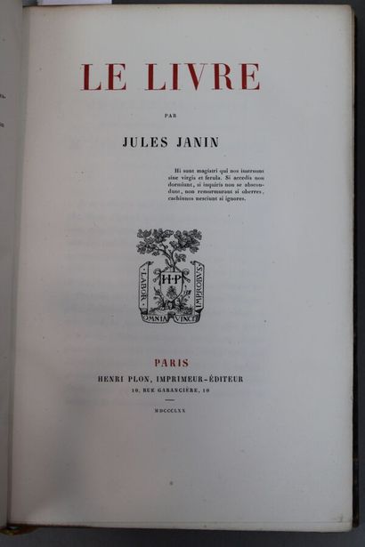 null - BIBLIOGRAPHIE. JANIN (Jules) : Le Livre. Paris, Plon, 1870 ; in 8°, demi-chagrin...