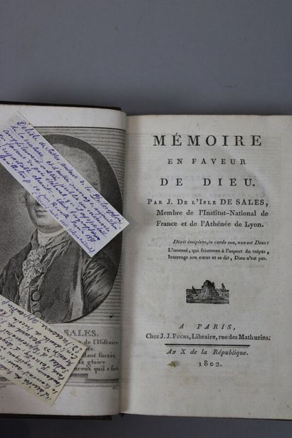 null - DELISLE DE SALES (Jean-Baptiste), 1741-1816 : Mémoires en faveur de Dieu....