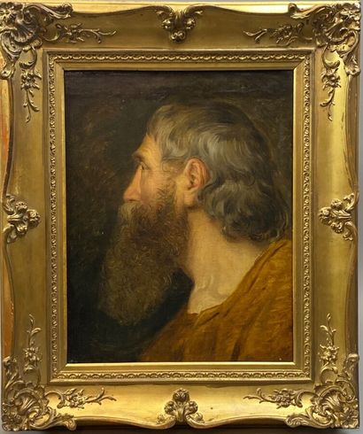 null ANONYME XIXe siècle, Tête d'homme barbu, huile sur toile rentoilée (restaurations),...