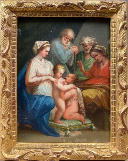 null ECOLE FRANCAISE Seconde Moitié du XVIIIe siècle : « La Sainte Famille avec Sainte...