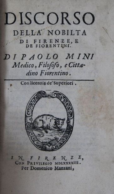 null - TOSCANE. MINI (Paolo) : Discorso della Nobilta de Firenze, E de Fiorentini....