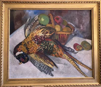 null Georges Lucien GUYOT (1885-1973) : « Nature morte au coq faisan et aux fruits »....