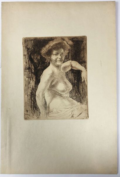 null BESNARD Albert (1849 - 1934) - "Femme blonde à sa toilette". 1911. Réunion de...