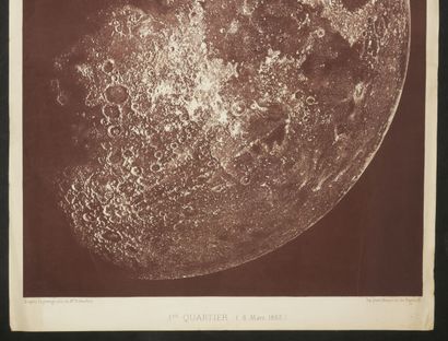 null LUNE - Photographie de la lune à son "1er quartier (6 mars 1865)". D'après la...